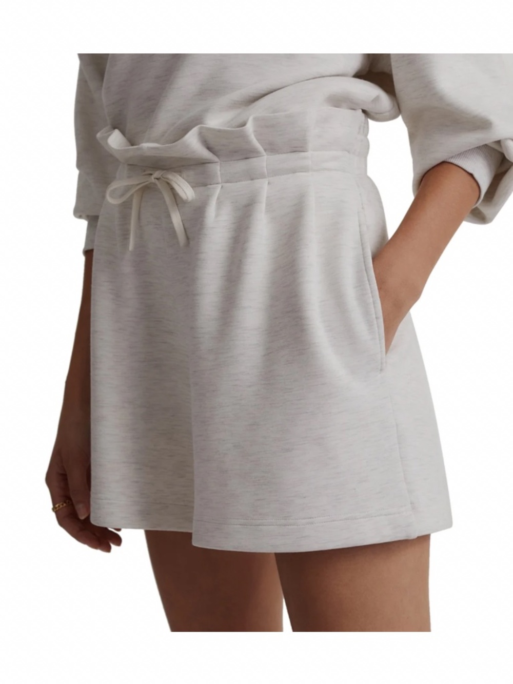 Varley Claude High Rise Short 4.5 DoubleSoft Ivory Marl Medium - Picture 3 of 11